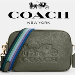 NWT RARE Coach Jes Crossbody Bag  pebble leather Gold/Olive Green